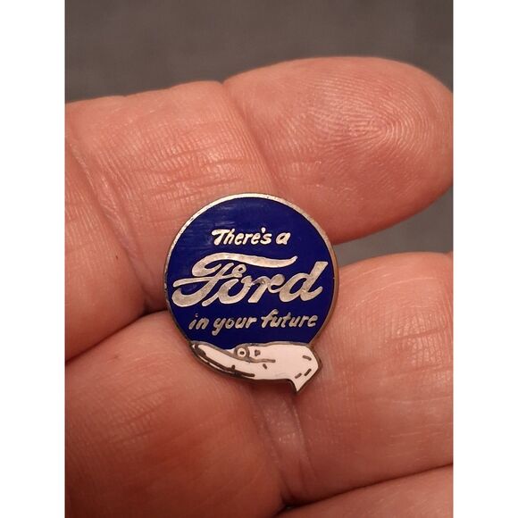 Vintage Ford Advertising Lapel Pin There's a Ford in Your Future Blue Enamel - Picture 1 of 3